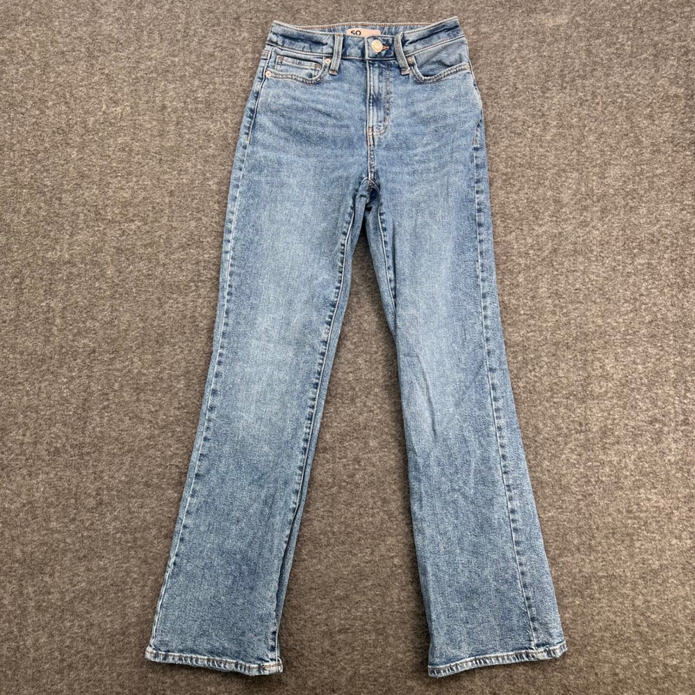 SO Womens High Rise 90s Bootcut Jeans Light Wash Blue Size 0 24W Denim Flare